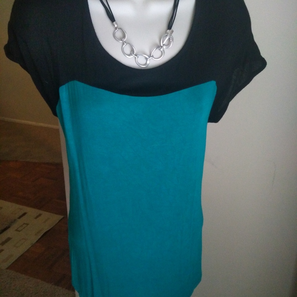 Turquoise Blouse with Zipper